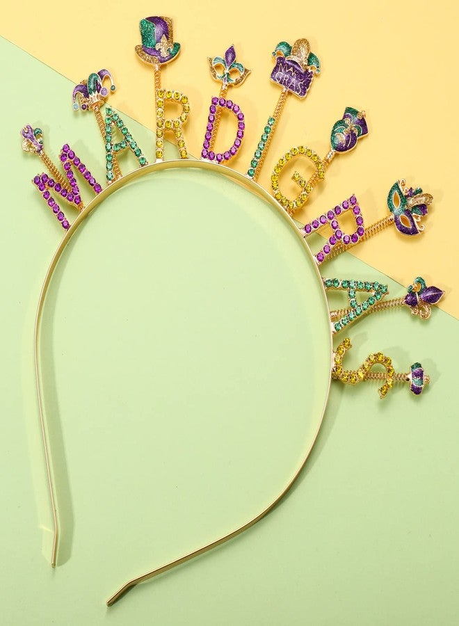 PHALIN Mardi Gras Headband for Women Fleur De Lis Mask Hairband Rhinestone Fat Tuesday Headband Carnival Parade Party Favors - Image 5